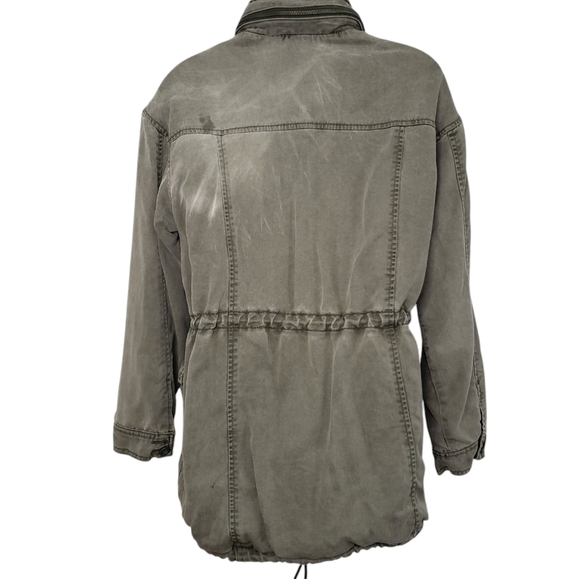 American Eagle Olive Green Utility Jacket Hide Away Hood Pockets Size S… - Picture 14 of 15